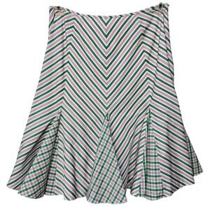 Ralph Lauren Blue Label Midi Skirt 10 Cotton Stripe Twirl Flare Preppy Retro Mod